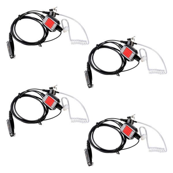 Retevis 2 Way Radio Earpiece with Mic Big PTT IP66 Waterproof Headset Compatible RT29 RT47 RT47V RT48 RT82 RT83 RT87 RB23 RB46 Ailunce HD1 Walkie Talkies (4 Pack)