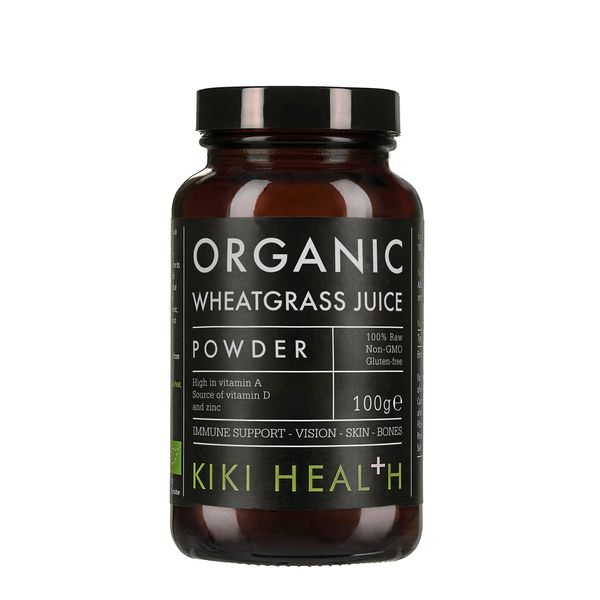 KIKI Health Organic Wheatgrass Juice Powder 100g, High Chlorophyll Content | Naturally Rich in Vitamin A, D & Zinc, Support Immune System, Vision, Skin, & Bones | Non-GMO & Gluten Free