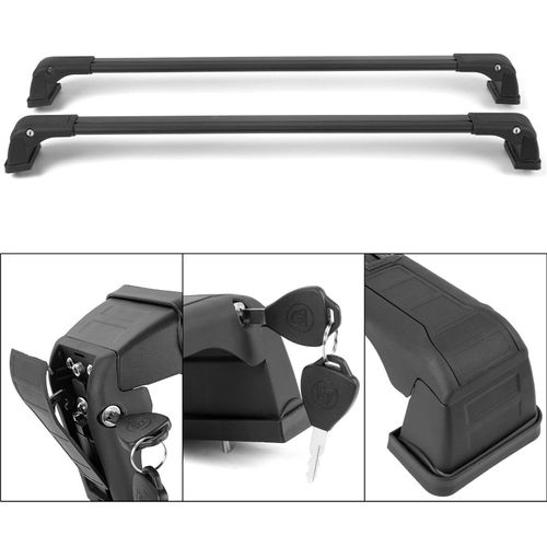 YUOQDKE 2pcs Mount Top Rail Crossbar Luggage Carrier Set Upper Side Aluminum Black Powder Coated RRCBLCBPFKS1PC B2021-ADU00 LUCK-115