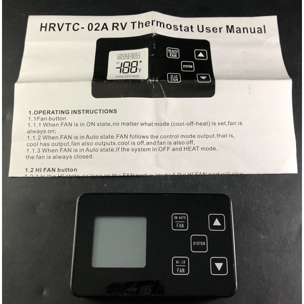 HRTVC-02A RV Thermostat LCD Screen Digital Thermostat As Is Untested Manual VJ02