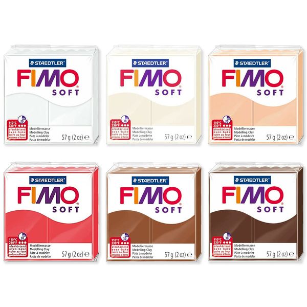 FIMO Soft Polymer Oven Modelling Clay - 57g - Set of 6 Colours- Warm Neutral Tones