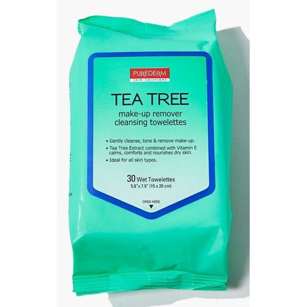 Purederm Tea Tree Makeup Remover Wipes Cleansing Towelettes