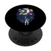 Astronaut In Space Holding Planet Moon Balloons PopSockets Swappable PopGrip