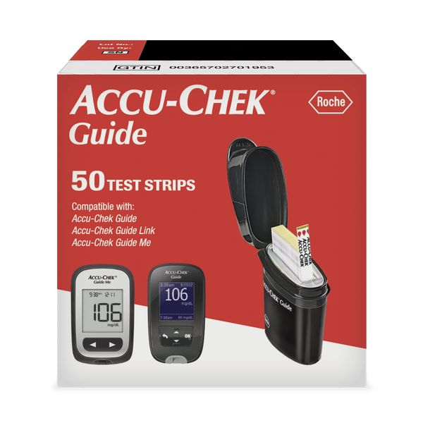 Accu-Chek Guide Glucose Test Strips for Diabetic Blood Sugar Testing (Pack of 50)