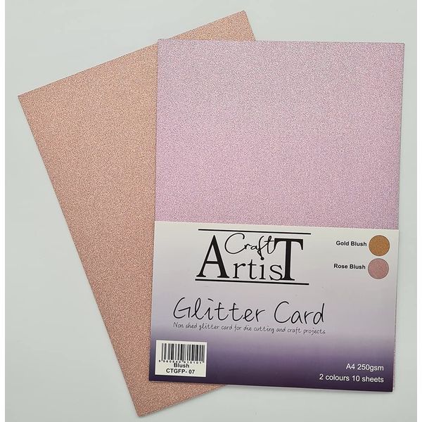 No Shed Single Sided Glitter Card Mixed Colours (Blush Tones)