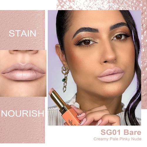 Oulac Cream Lipsticks for Women, Nude Long Lasting Hydrating Lipstick, Full Coverage Lip Color, Moisturizing, Satin Finish, Creamy, Infused with Hyaluronic Acid, Vegan, Gluten Free SG01 Bare