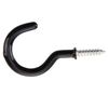 OneStopDiy 12 X Versatile Black Plastic Coated Cup Hooks - Assorted Sizes