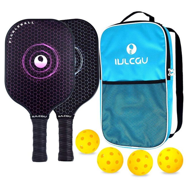 BYKUTA Pickleball Paddles Set of 2 Graphite Pickleball Set Honeycomb Pickleball Equipment Including 2 Pickleball Rackets, 4 Balls and Carry Bag