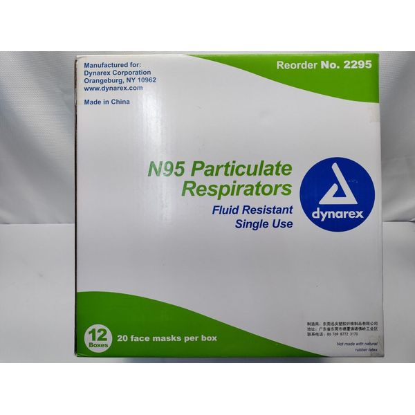 1 Case Of Dynarex N95 Particulate Molded Respirator Mask 20 Per  Box 12 Boxes