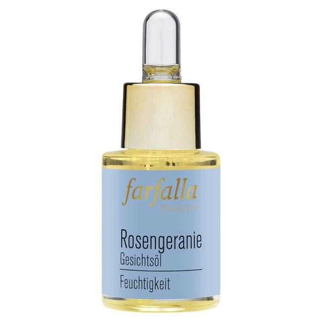 farfalla Rosengeranie Gesichtsöl - 15ml - Feuchtigkeitsspendendes Pflegeöl - Hautöl für Trockene Haut - 100% zertifizierte Naturkosmetik