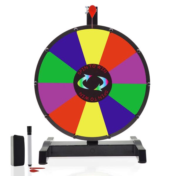 12 Inch Spinning Prize Wheel, Heavy Duty Base with 10 Slots Color Tabletop Spinner, Spin The Roulette Wheel for Carnival, Trade Show and Win Fortune Spin Games