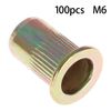 Timunr 100Pcs M6 Rivet Nuts Kit Rivet Nuts Assortment Kit Flat Head Threaded Insert Nut