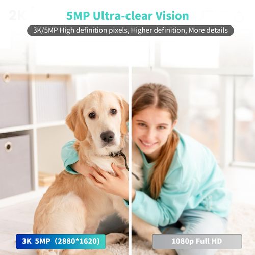 Alaga Security Camera for Home, 3K 5G and 2.4G WiFi,360° Pan, Human Pet Motion AI, Night Vision, Speaker, Compatible with Alexa and Google Assistant