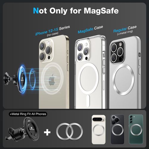 WONLIVE for Magsafe Car Mount, 2 in 1 Vent/Dashboard Magnetic Phone Holder - [44 Strong Magnets] Car Phone Holder Mount Fit iPhone 16 15 14 13 12 Plus Pro Max for Magsafe Case and Other Cellphone