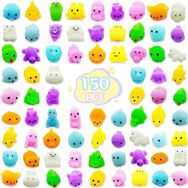 150 Pcs Kawaii Squishies, Mochi Squishy Toys for Kids Party Favors, Mini Stress Relief Toys for Easter Gift Easter Decoration Party Favors, Classroom Prizes, Birthday Gift, Goodie Bag Stuffers