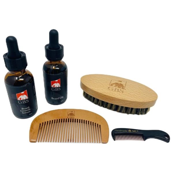 G.B.S Men's Beard Grooming Kit - Beard Oil, Beard Serum, Beard Combs