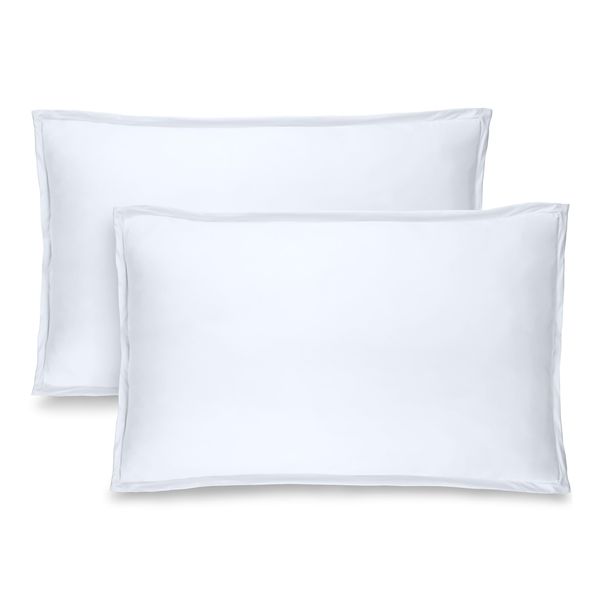 Bare Home Standard Pillow Sham Covers - Set of 2 - Premium 1800 Ultra-Soft Microfiber - Double Brushed - Bed Pillow Shams (Standard Pillow Sham Cover Set of 2, White)