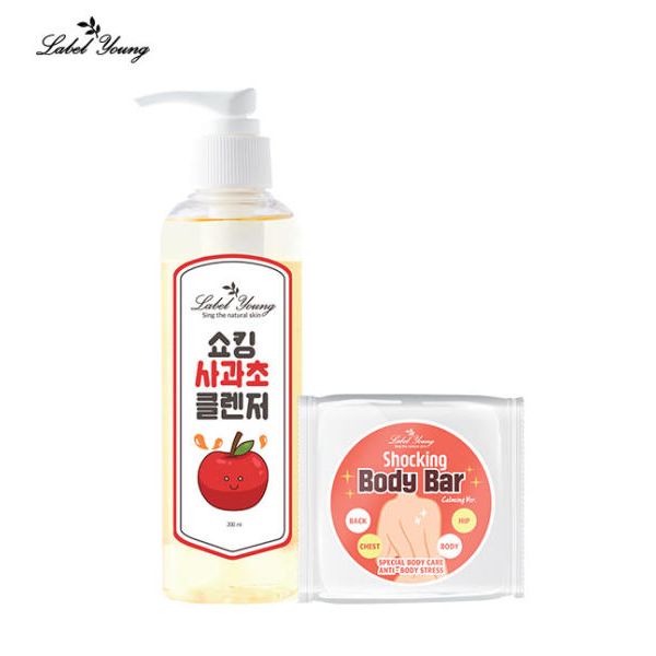 [Label Young] Oil + Sebum + Waste Care Mildly Acidic Cleansing Problem Body Skin Defect Care Shocking Apple Cider Vinegar Cleanser 1 + Shocking Body Bar Car