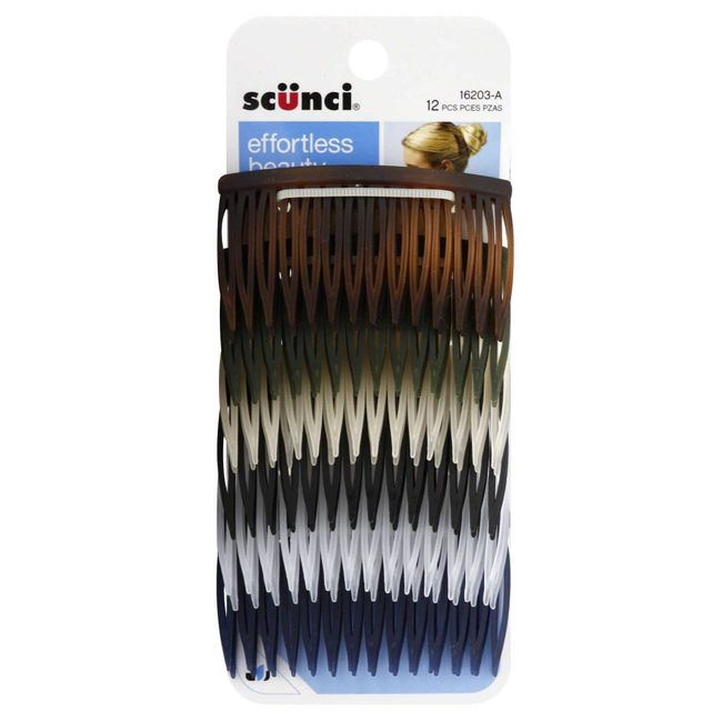 Scunci Effortless Beauty Assorted Side Combs, 12 Count