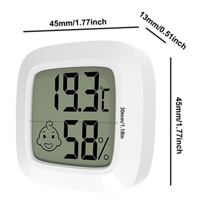 Electronic Thermo-Hygrometer with Face Icon LCD Digital Display Temperature  Humidity Monitor Built-in 2032 Button Battery