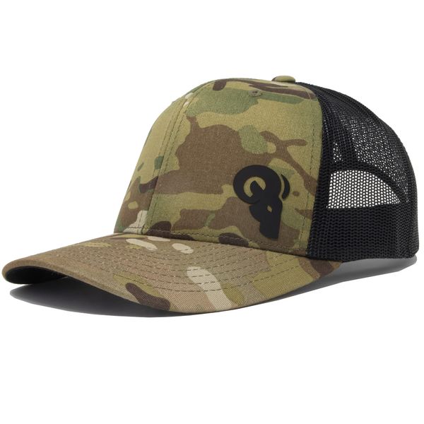 RAM ADVANTAGE Sportsman Trucker Hat | Silicone Logo Mesh Snapback Cap Premium Quality Durable Comfortable Fit (Green Camo)