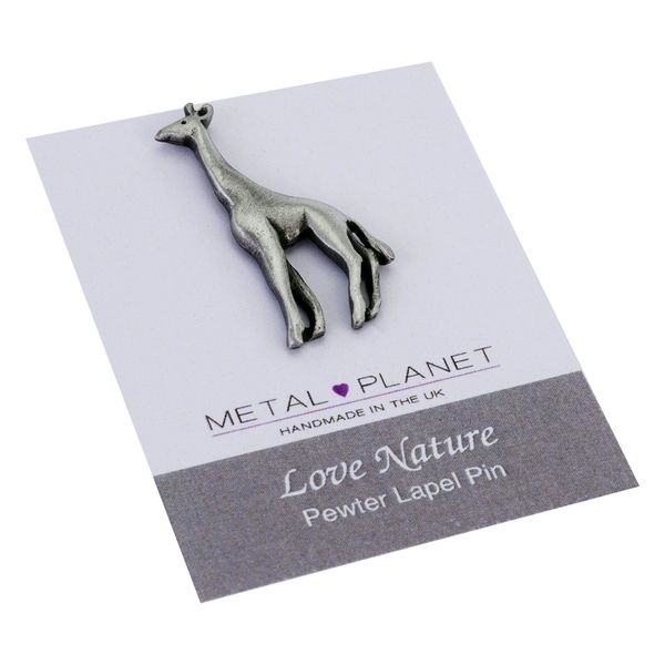 Metal Planet Ltd Giraffe pewter lapel pin, Gift