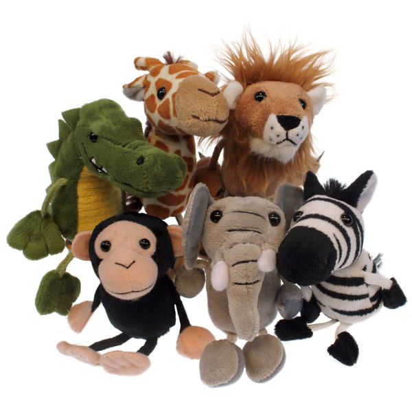 The Puppet Company - Finger Puppets - African Animals Set of 6,Assorted Colours,14 centimeters