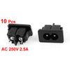 sourcing map 10 Pcs Panel Mount Male IEC320 C8 Power Socket AC 250V 2.5A