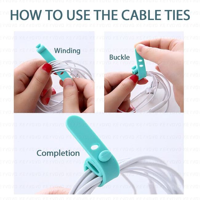 50PCS Reusable Cable Sorter Cable Tie Mouse Headset Wire Nylon Wire Cable  Tie Ring Clamp Fastening