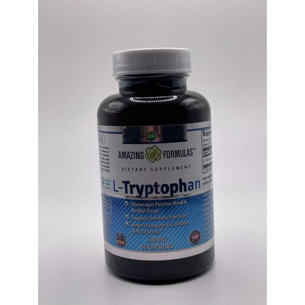 Amazing Formulas L-Tryptophan 500 Mg 60 Capsules exp 10/2023