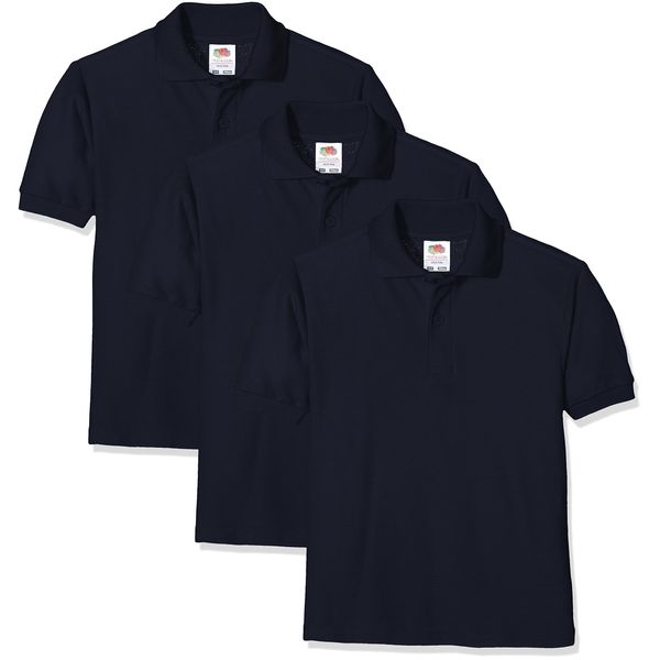 FRUIT OF THE LOOM Unisex Baby Short Sleeve Polo Shirt, Deep Navy, 5-6 Years UK