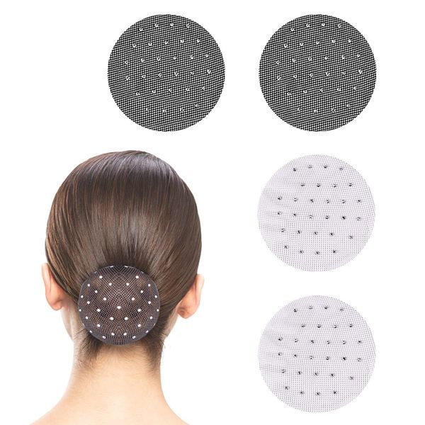 YHZMY 4 Pack Elastic Hair Nets, Invisible Hair Net, Bun Cover Elastic Edge Mesh, Women Hair Nets, Invisible Hair Nets for Women, Hair Nets for Ballet for Dance Ballet Wig Catering Bun and Hair Fixing