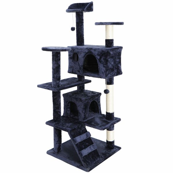 53" Blue Cat Tree Tower Activity Center Playing House Condo Rest Pet Multi Level