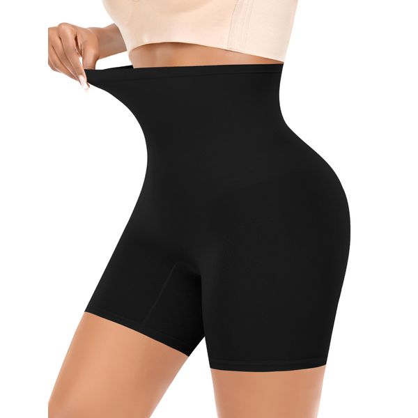 Shorts Shapewear for Women Tummy Control High Waisted Body Shaper Seamless Shaping Underwear Slip Shorts Under Dress（A# Black,M）