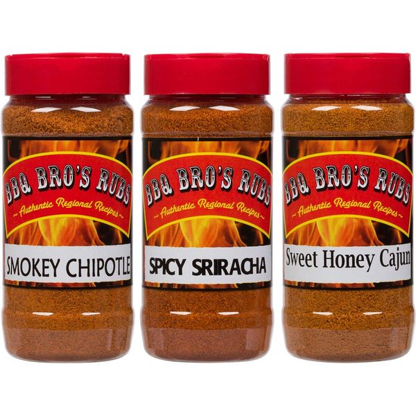 BBQ BROS RUBS (Spicy Style) - Barbecue Spices Seasonings Set - Use for Grilling, Cooking & Smoking - Meat Rub, Dry Marinade, Rib Rub & Meat Seasoning - Great on; Steak, Chicken, Pork, Beef & Brisket