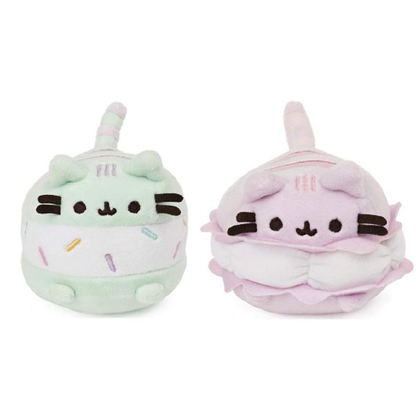 Pusheen Pastel Sweet And Squishy Dessert Collection 4 Inch Bundle of 2, Pink Macaron Cookie and Mint Green Ice Cream Sandwich