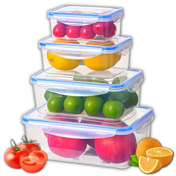 Airtight Food Storage Containers Set with Lids, 4-Piece Set, Plastic Storage Boxes for Kitchen, Food Prep & Keep Fresh Containers Set - BPA Free & Leak Proof - Dishwasher/Freezer/Microwave Safe