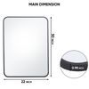 22" x 30" Black Wall Mirror for Bathroom Rectangular Vanity Mirror w/Metal Frame
