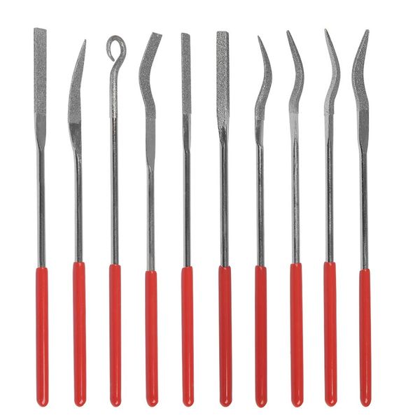 FOCCTS 10 Stück gebogen Mini Diamond Files set Nadel-Datei Set,Raspeln Professionelle Werkzeuge für die Holzbearbeitung/Keramik/Terrakotta/Metallwerkzeug