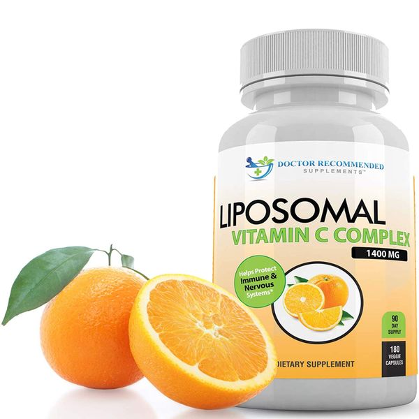 Liposomal Vitamin C 1600mg Per Serving - 180 Veggie Capsules High Absorption Ascorbic Acid, Lypo-Spheric Vitamin C Complex Immune Support Supplement with Powerful Antioxidants and Collagen Booster