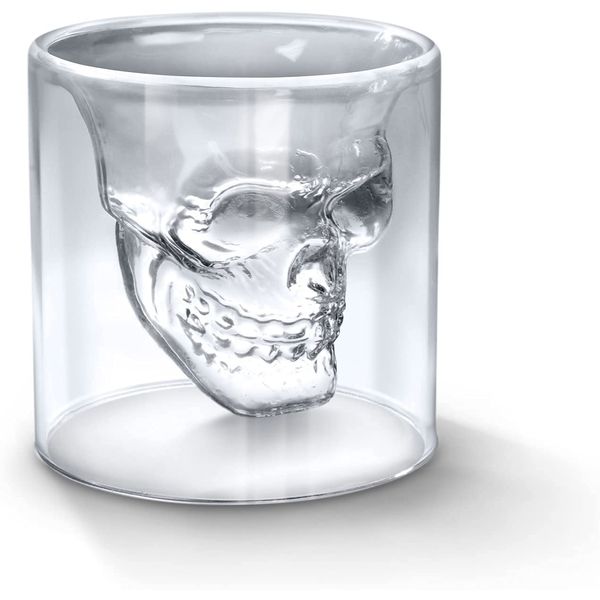 Shot Glasses Crystal Skull Shape Whiskey Beer Wine Glasses Bar Tableware, 250ml