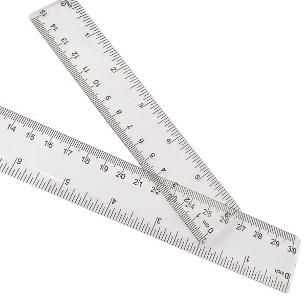 2 Pack Plastic Ruler Straight Ruler Clear See Through Measuring Acrylic Tool for Student School Office with Centimeters and Inches(6 Inch+12 Inch)