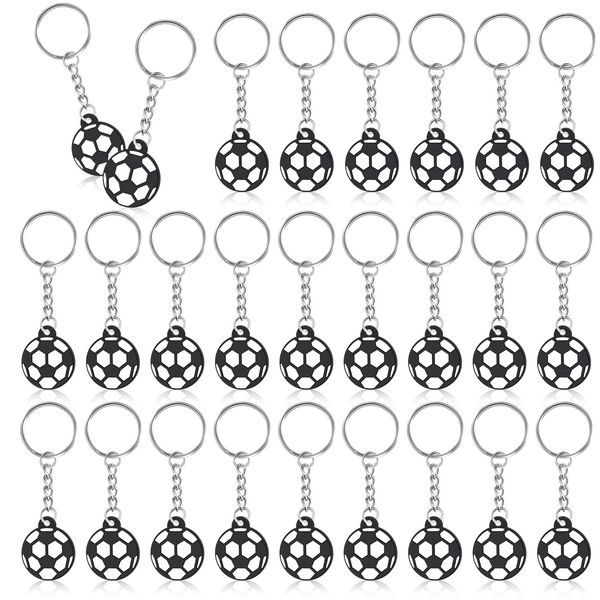 24 Pcs Mini Soccer Keychains Soccer Ball Keychains Mini Football Party Bags Fillers Football Party Decorations Football Key Rings for Backpacks Decor Sports Party Favors School Carnival Reward