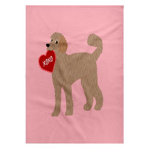 3dRose 22x30 Bath Hand Pool Towel - Cream Gold Goldendoodle Labradoodle Valentine XOXO Dog Designs Valentines Day