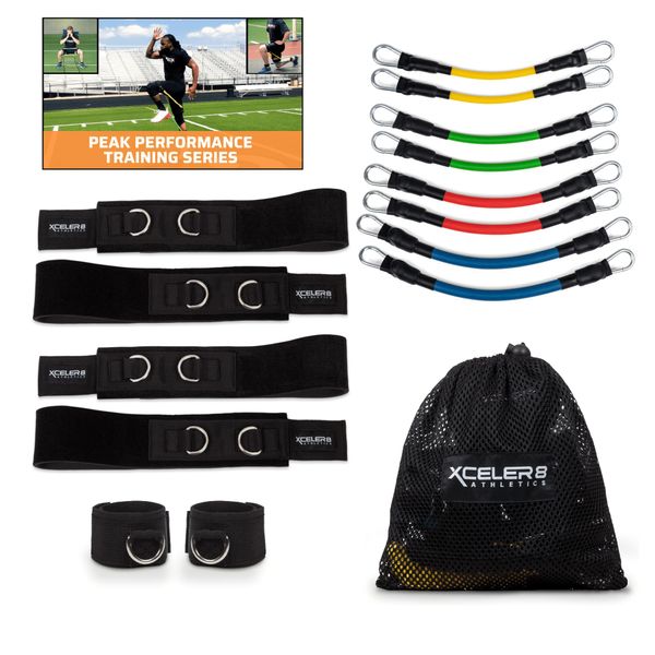 XCELER8 Bands Speed and Agility Training Resistance Bands for All Sports | Includes Ankle Straps | Training Videos | Fast Sprinting, Explosive, Agile, Strength, Endurance