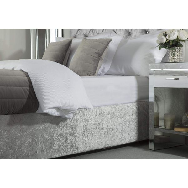 Belledorm Luxury Divan Base Wrap - Transforms a drab looking bed base - Crushed Velvet (Silver, Double)