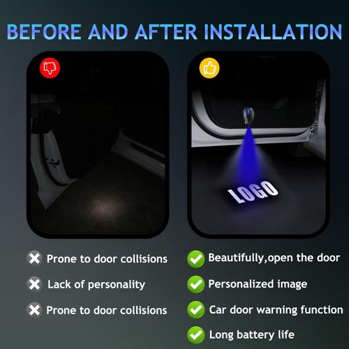 2PCS Car Door Lights Logo Projector Rechargeable Universal,Rechargeable Wireless Car Door Projector Lamp,HD Vehicle Welcome Lights,Shadow Ghost Lamp (Logo- Au-DII)