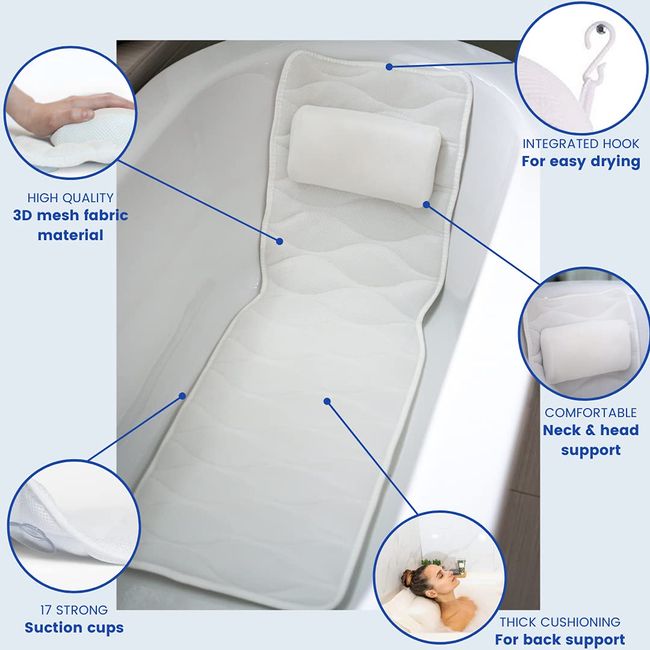 Monsuri Luxurious Bath Pillow for Tub - Premium Bathtub Pillows for Head  and Neck Support - Ideal Bath Tub Pillow Headrest for Soaking Tub - Perfect