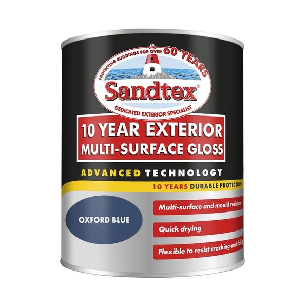 Sandtex 10 Year Exterior Multi Surface Gloss 750ml Oxford Blue