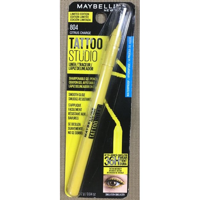 Maybelline Tattoo Studio Gel Pencil Eyeliner - Citrus Charge #804 - NEW